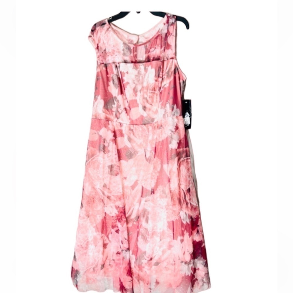 Lovely Grace Floral sleeveless Dress flare floral dress, cocktail, pink multi XL